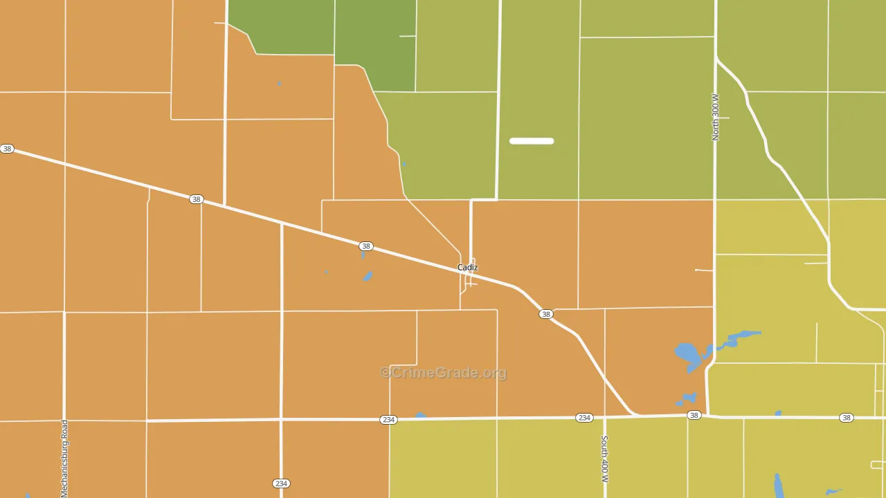 Cadiz, IN Map of Murder Rates
