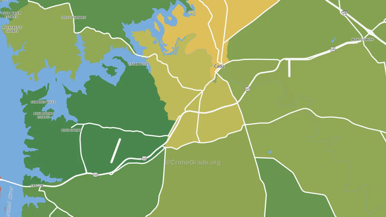 Cadiz, KY Map of Murder Rates