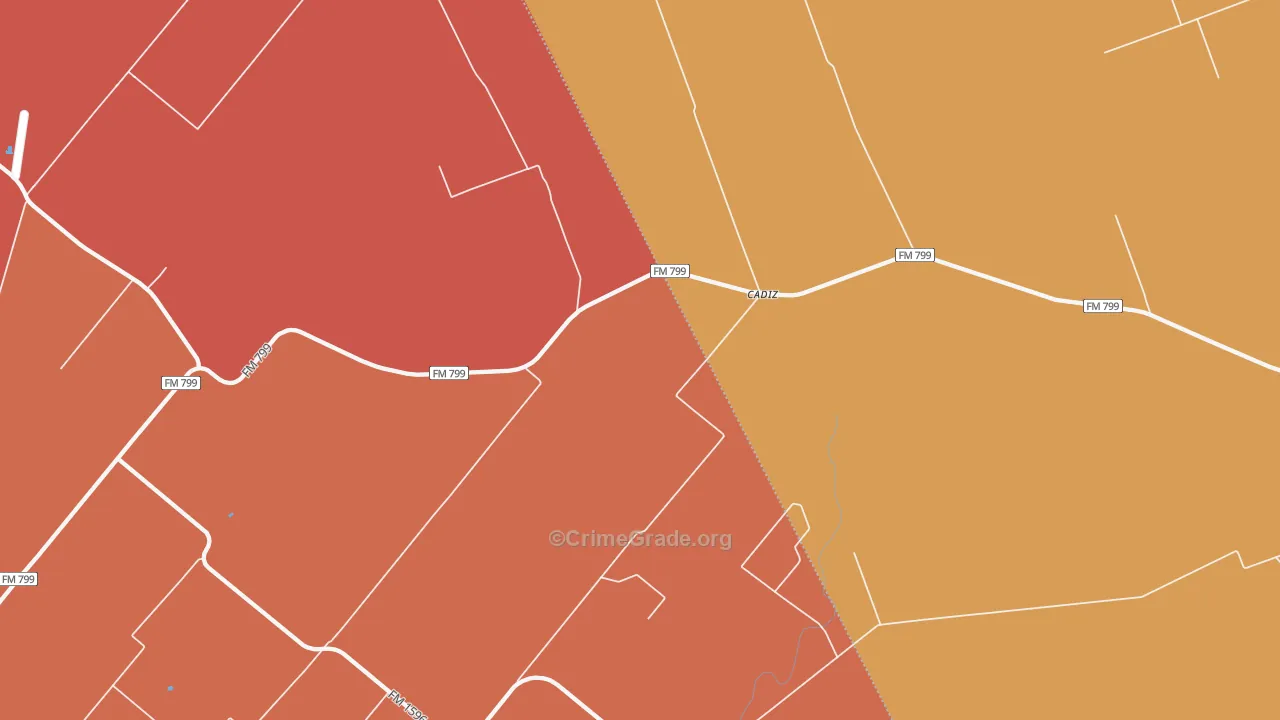 Cadiz, TX Map of Murder Rates