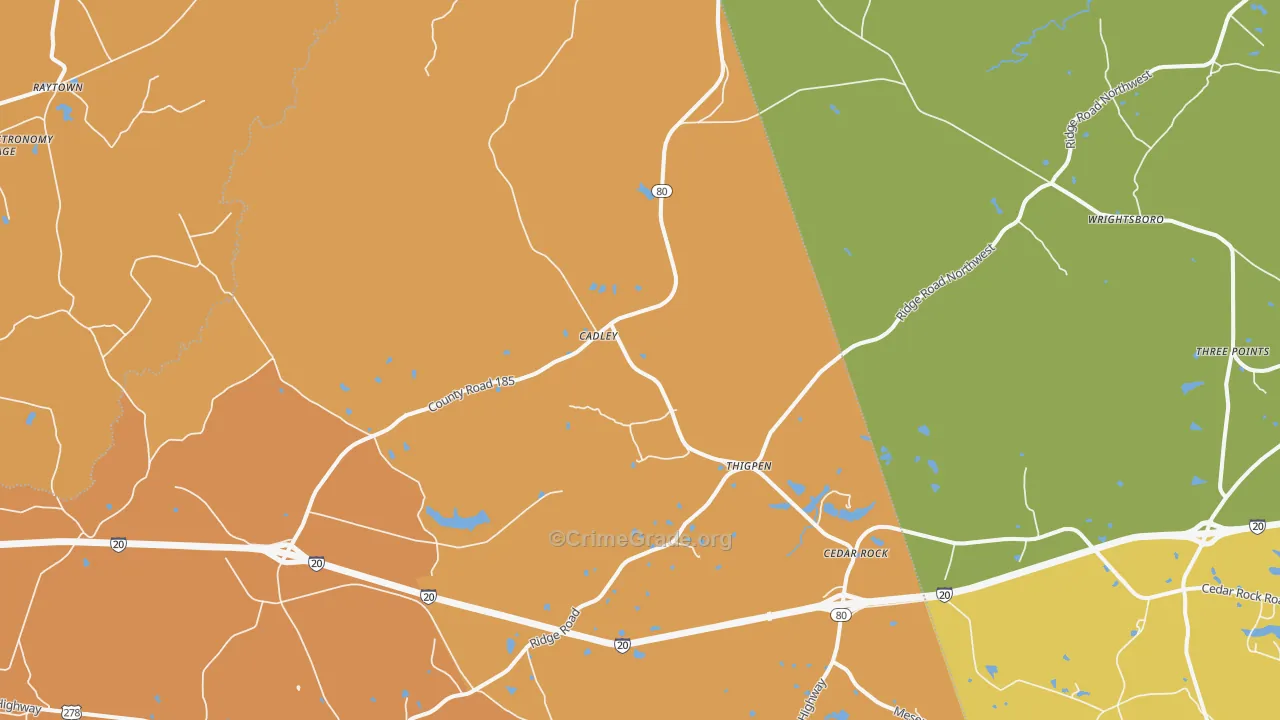 Cadley, GA Map of Murder Rates