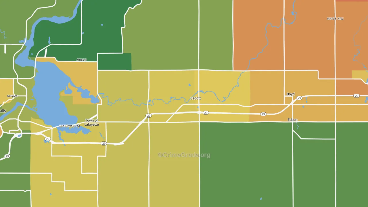 Cadott, WI Map of Murder Rates