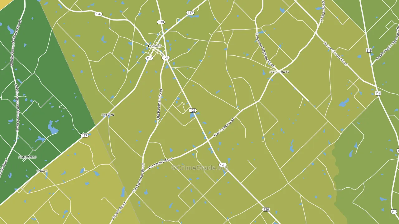 Cadwell, GA Map of Murder Rates