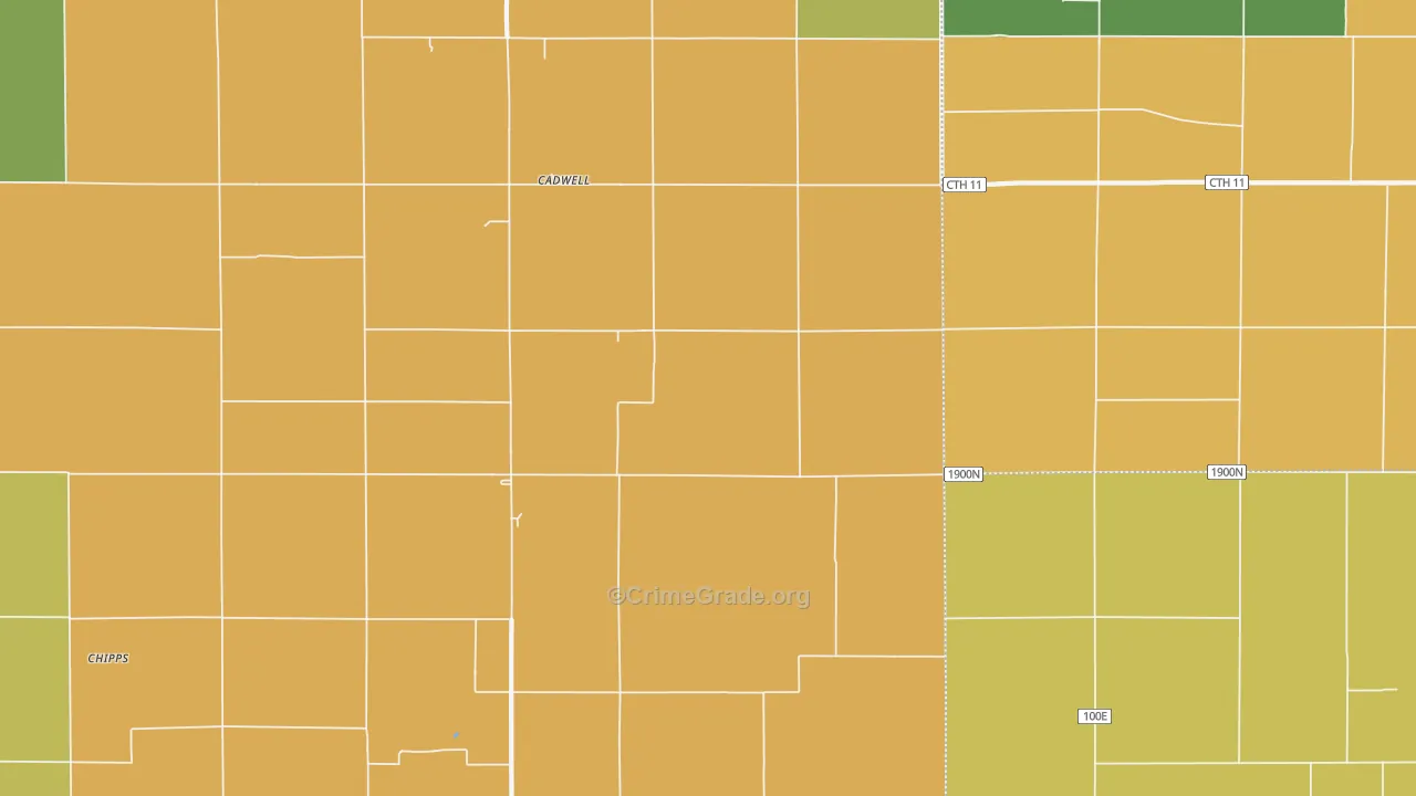 Cadwell, IL Map of Murder Rates