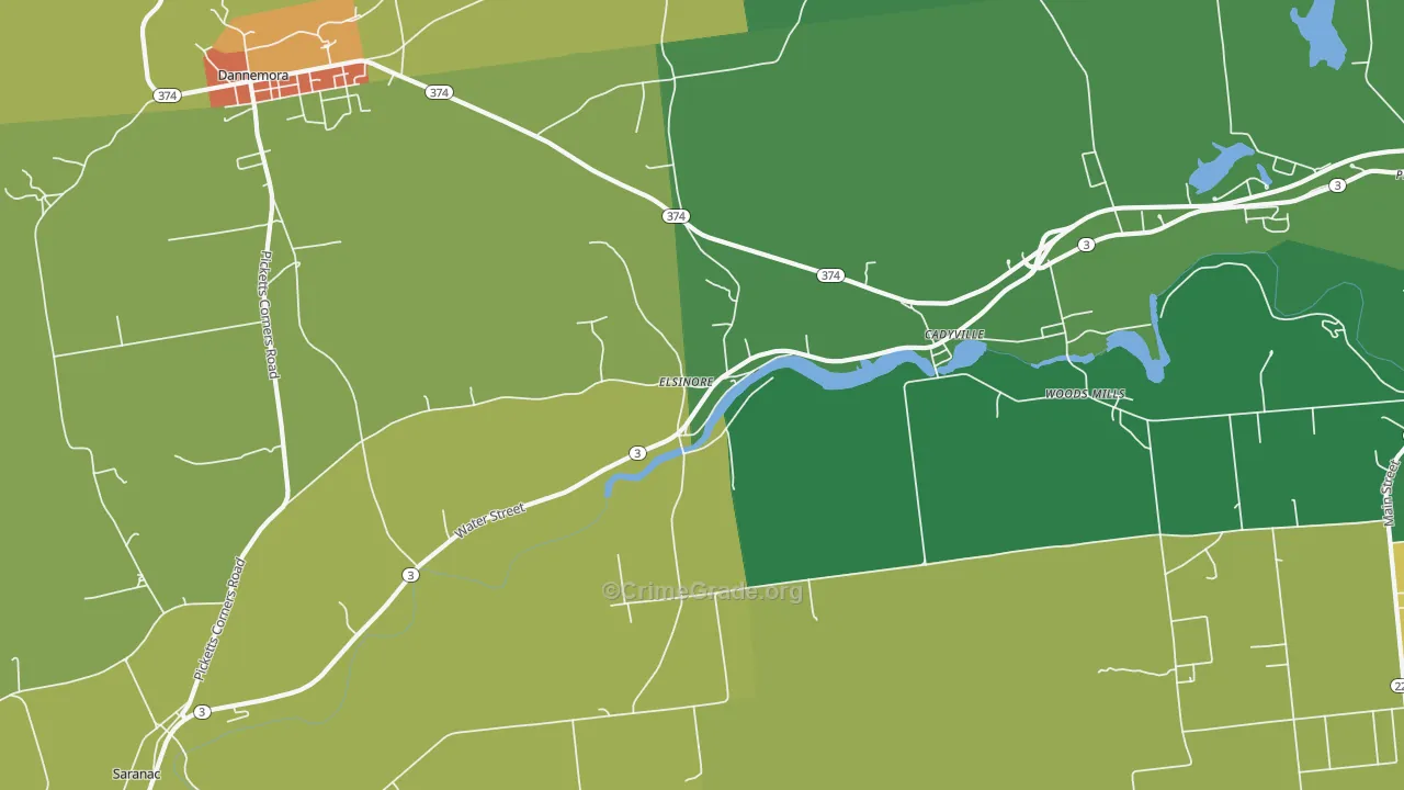 Cadyville, NY Map of Murder Rates