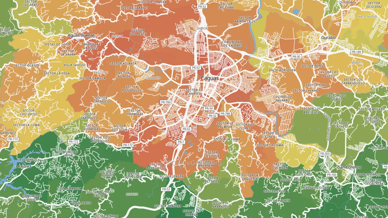 Caguas, PR Map of Murder Rates