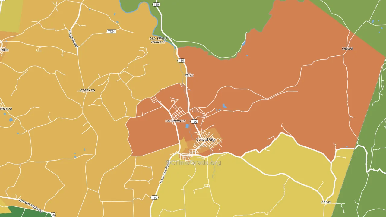 Cairnbrook, PA Map of Murder Rates