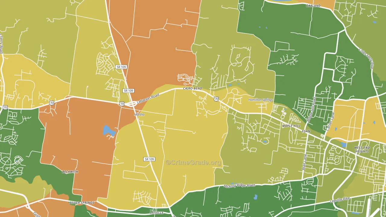 Cairo Bend, TN Map of Murder Rates