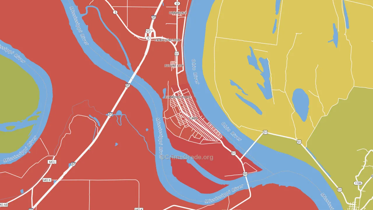 Cairo, IL Map of Murder Rates