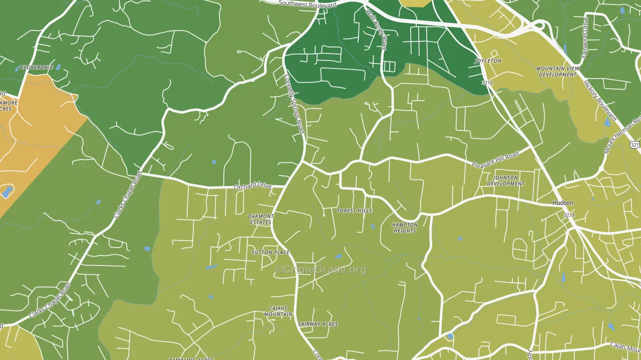 Cajahs Mountain, NC Map of Murder Rates