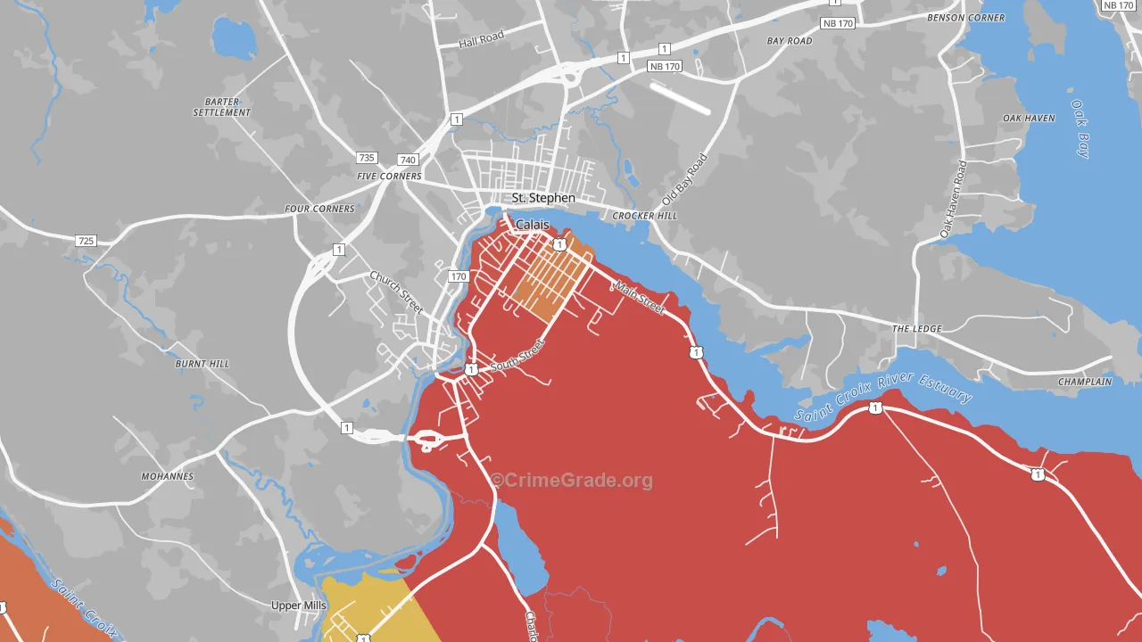 Calais, ME Map of Murder Rates