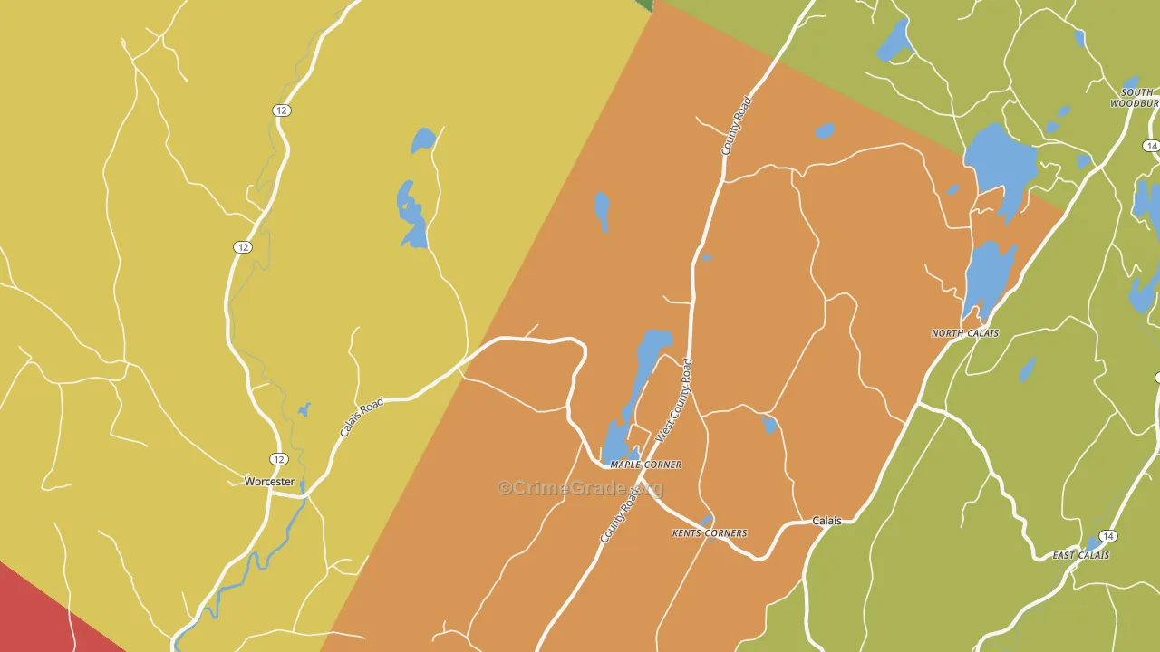Calais, VT Map of Murder Rates