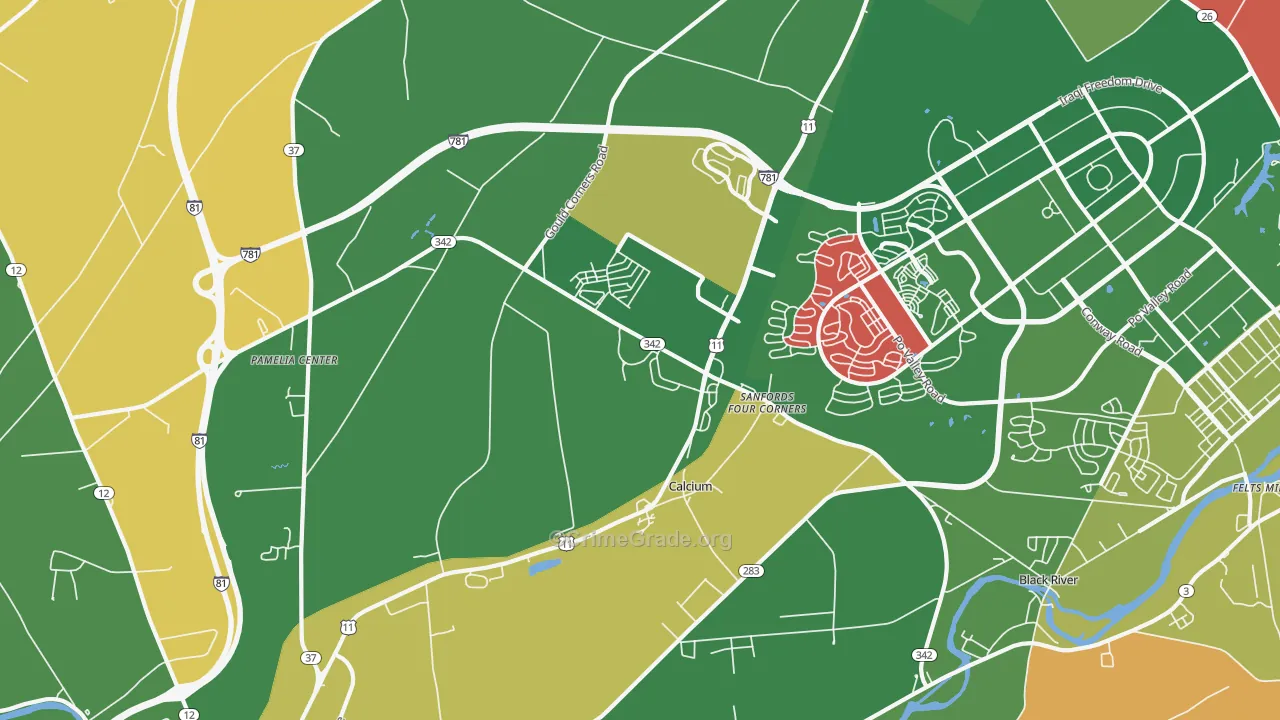 Calcium, NY Map of Murder Rates