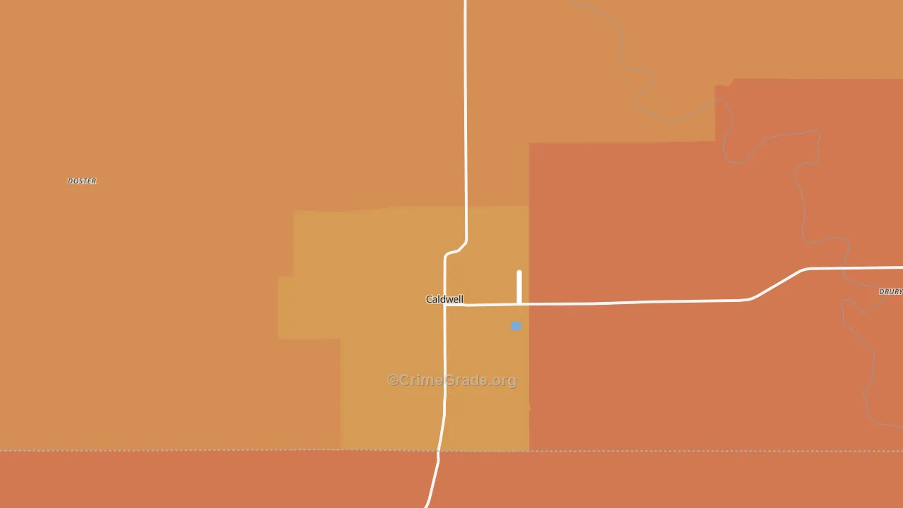 Caldwell, KS Map of Murder Rates