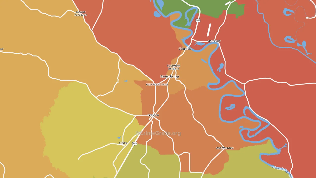 Caldwell Parish, LA Map of Murder Rates