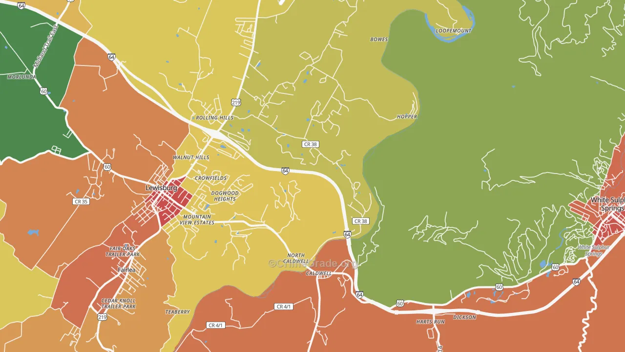 Caldwell, WV Map of Murder Rates