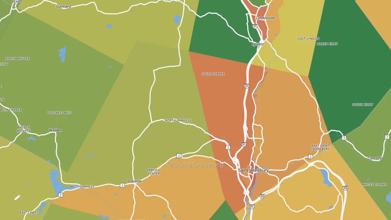 Caledonia County, VT Map of Murder Rates
