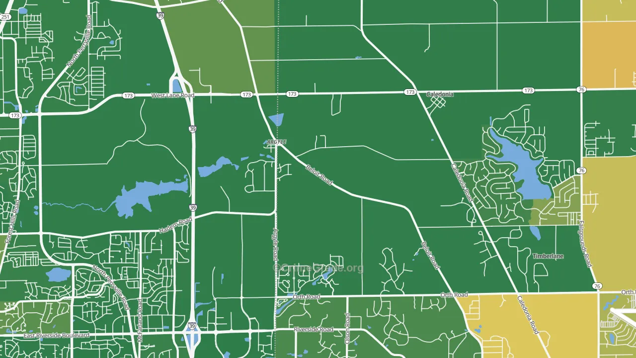 Caledonia, IL Map of Murder Rates