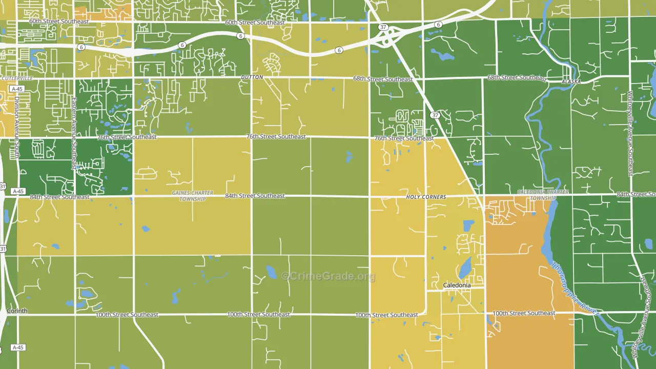 Caledonia, MI Map of Murder Rates