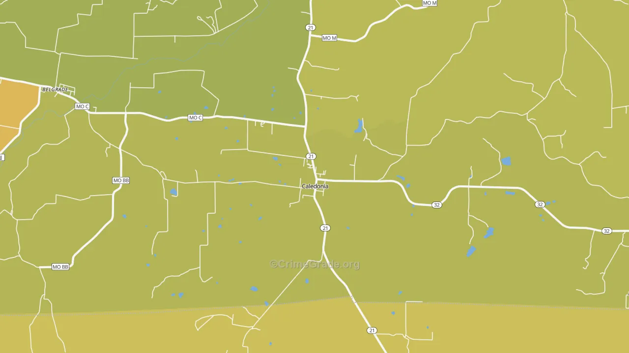 Caledonia, MO Map of Murder Rates