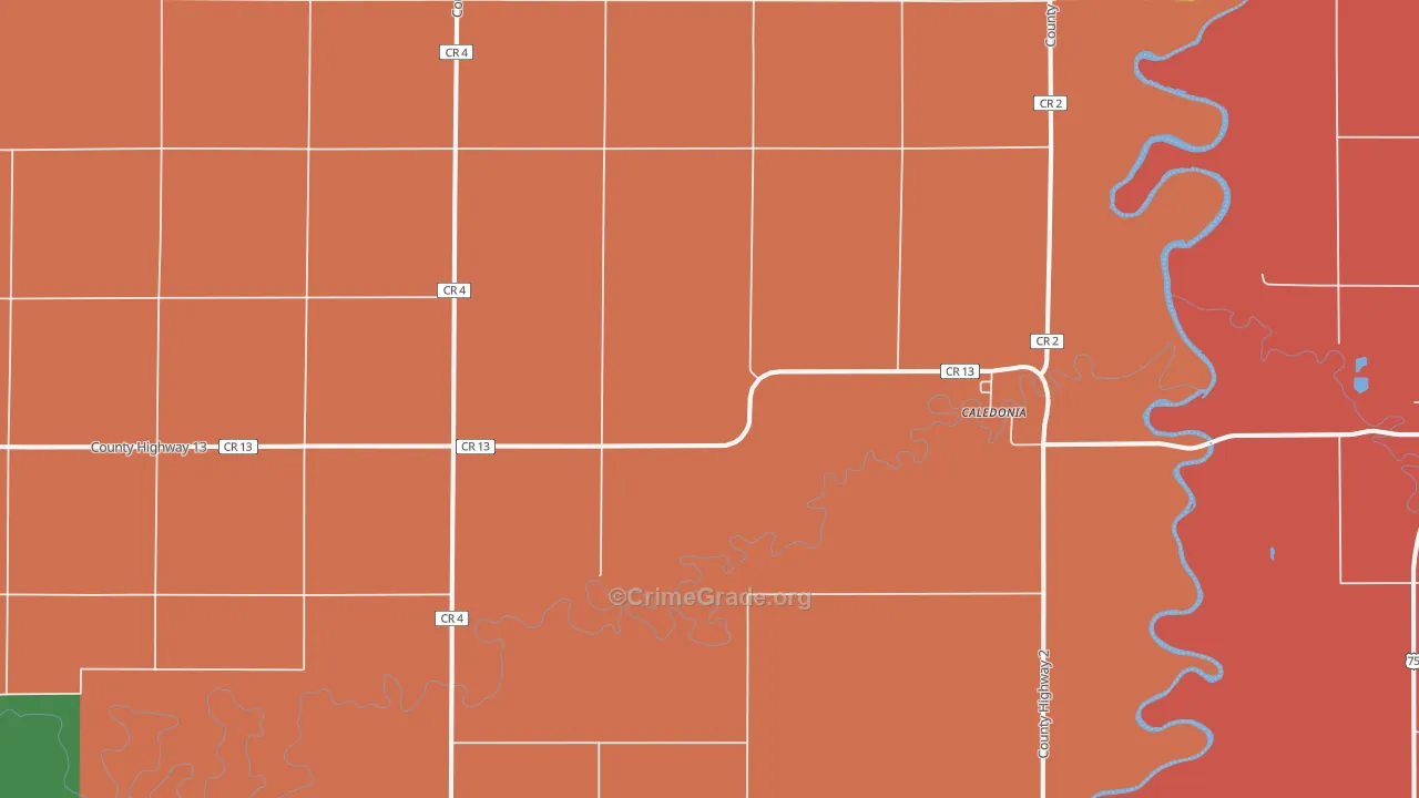 Caledonia, ND Map of Murder Rates