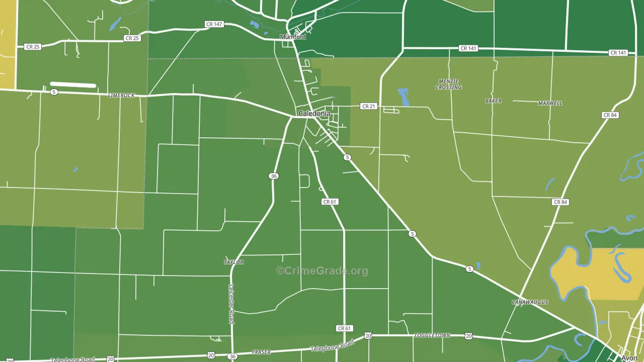 Caledonia, NY Map of Murder Rates