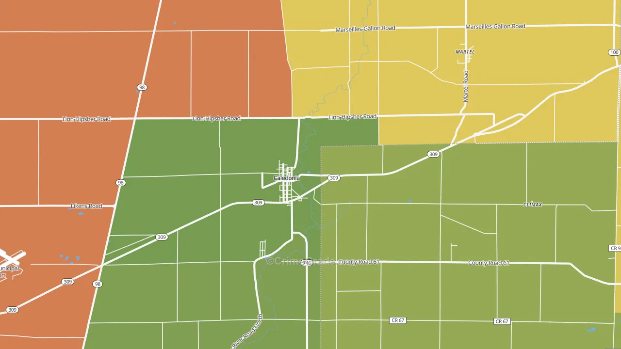 Caledonia, OH Map of Murder Rates