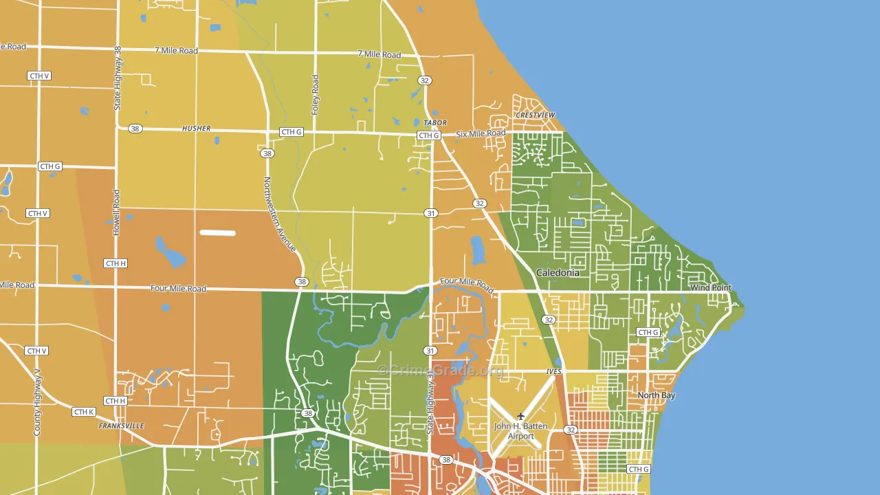 Caledonia, WI Map of Murder Rates