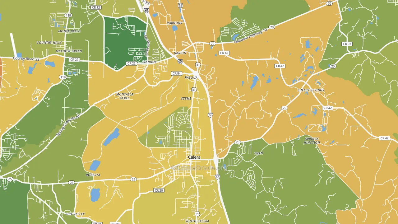 Calera, AL Map of Murder Rates