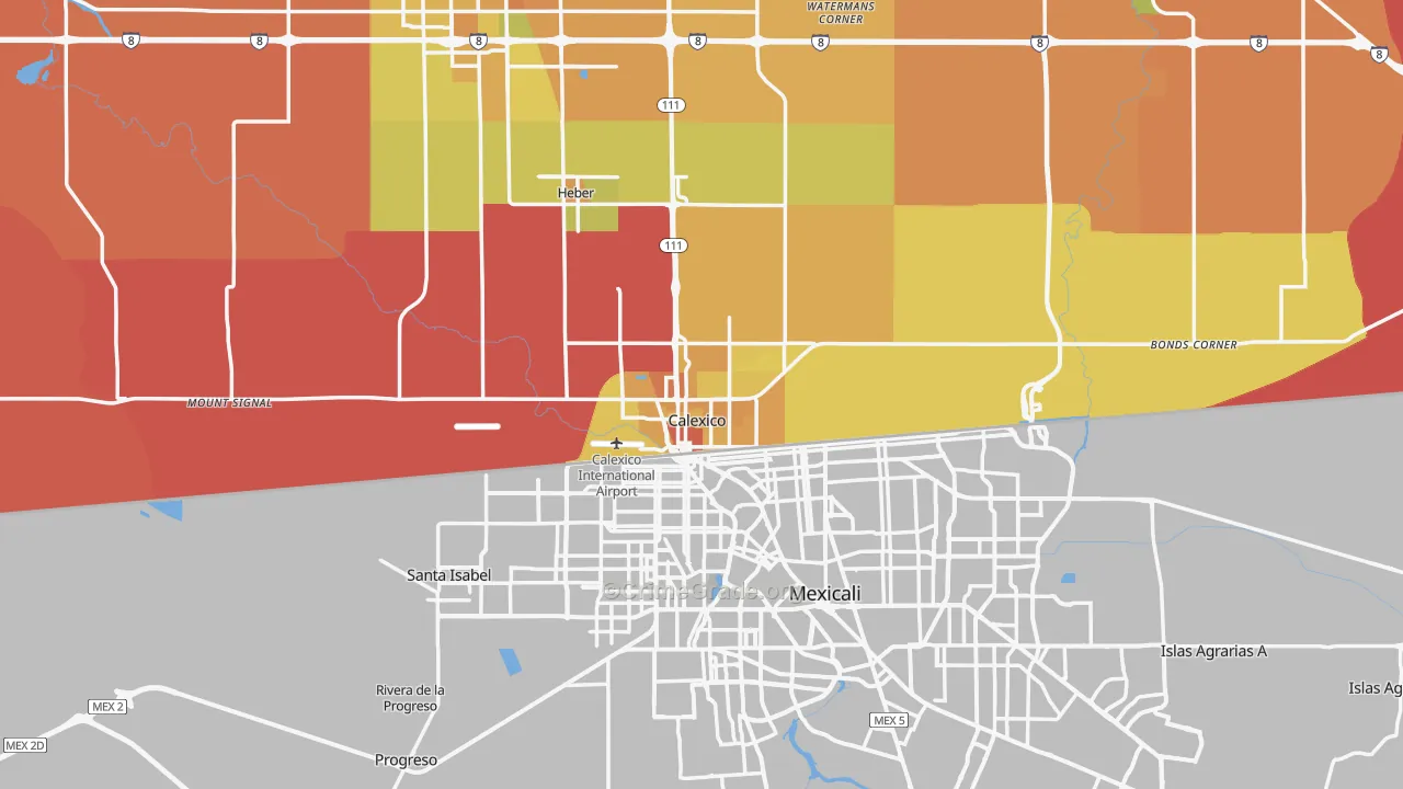 Calexico, CA Map of Murder Rates