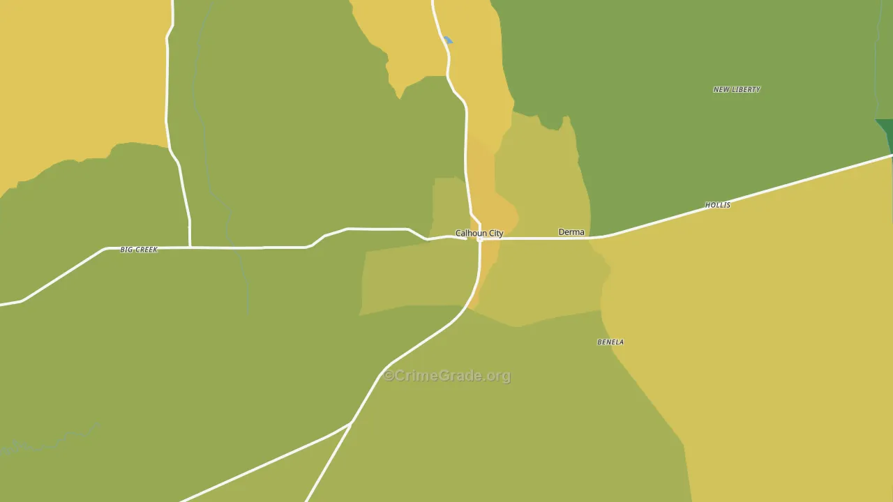 Calhoun City, MS Map of Murder Rates