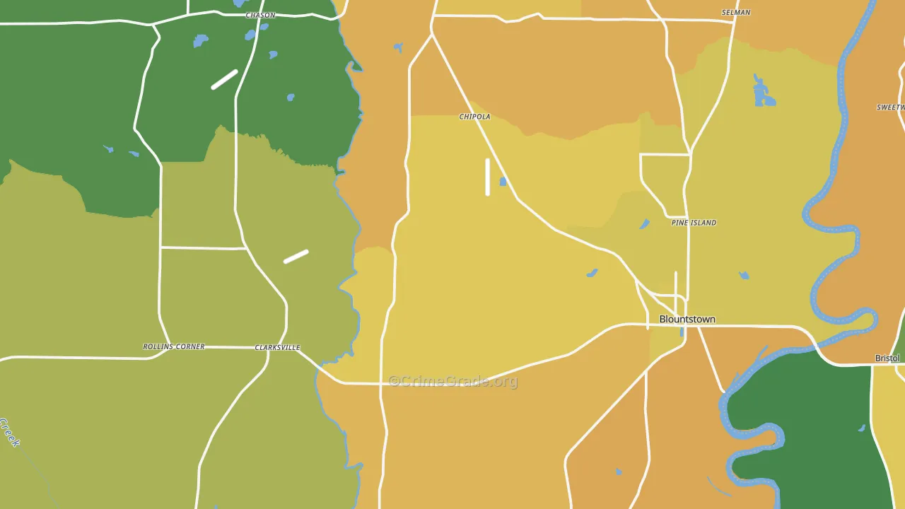 Calhoun County, FL Map of Murder Rates
