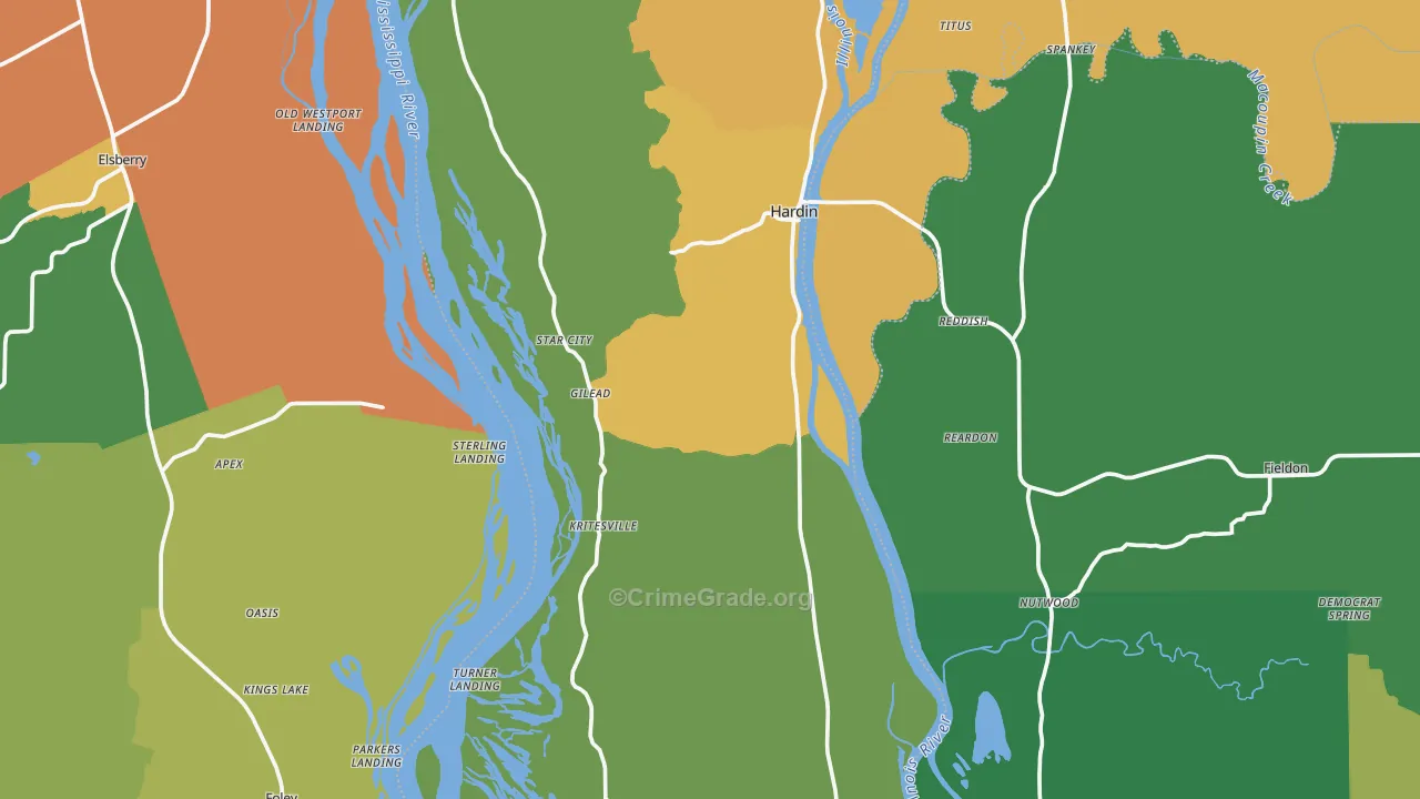 Calhoun County, IL Map of Murder Rates