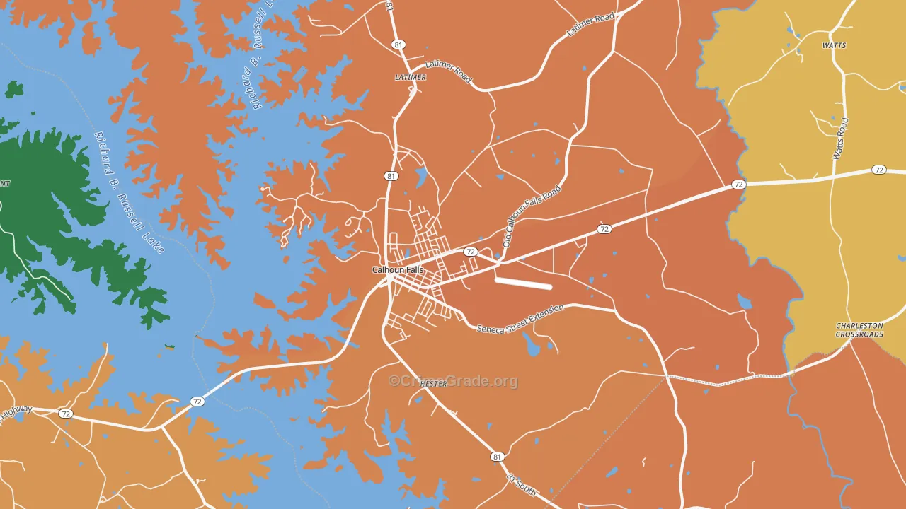 Calhoun Falls, SC Map of Murder Rates