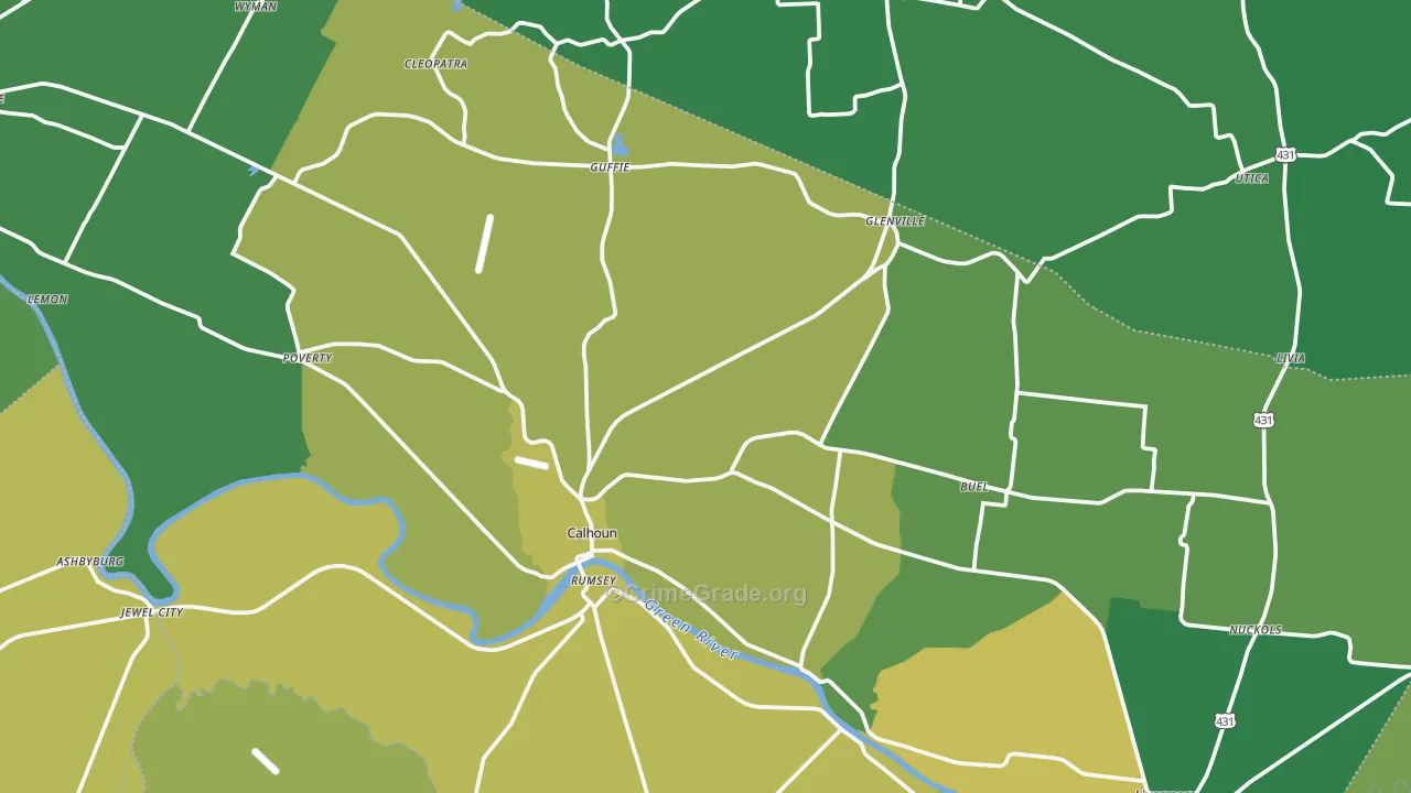 Calhoun, KY Map of Murder Rates