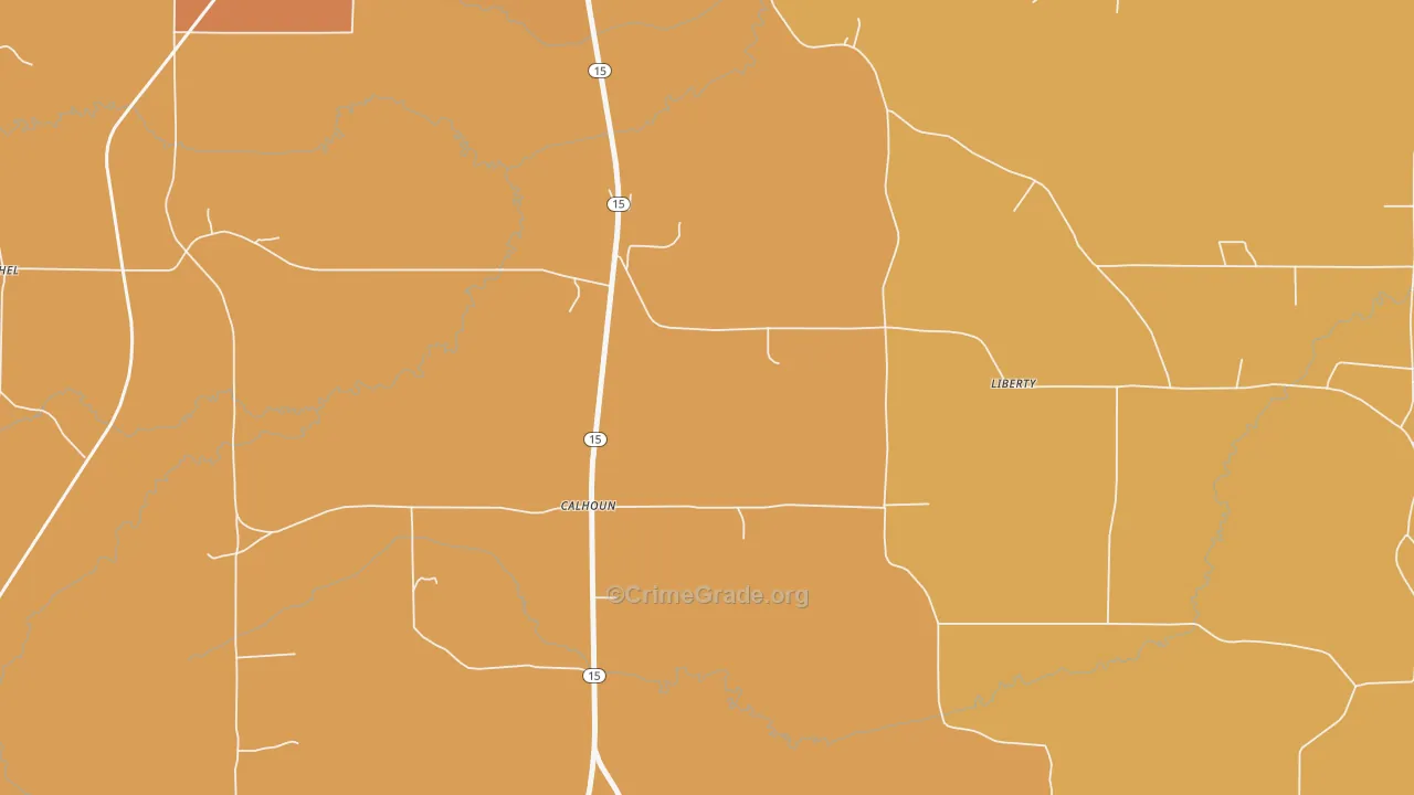 Calhoun, MS Map of Murder Rates