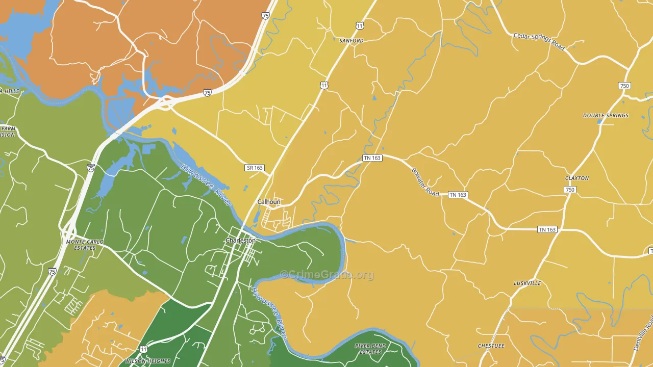Calhoun, TN Map of Murder Rates