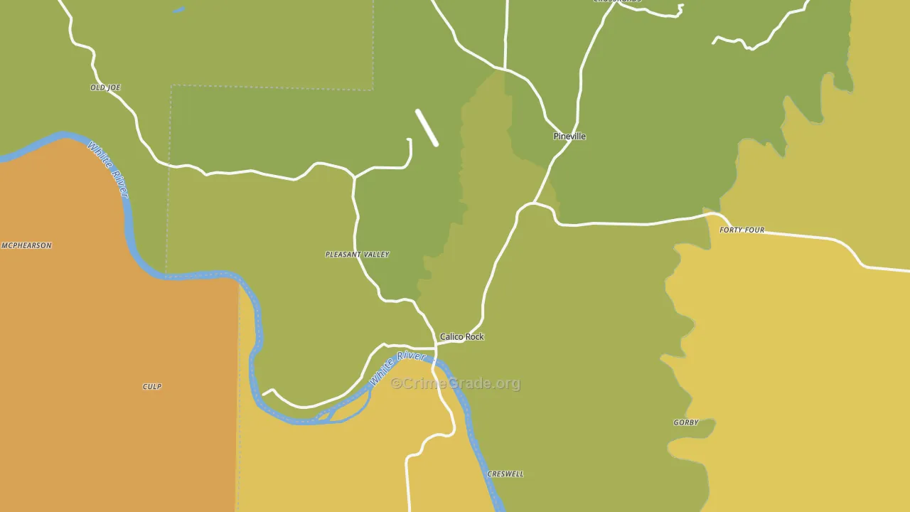 Calico Rock, AR Map of Murder Rates