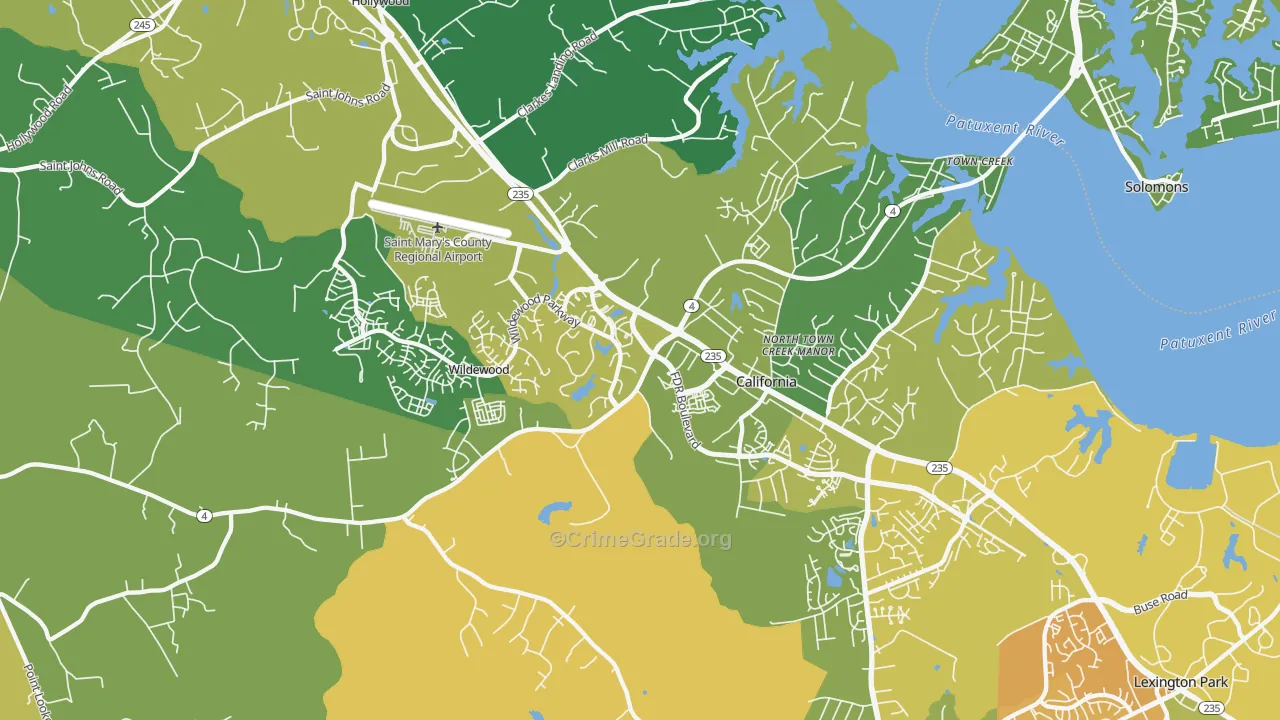 California, MD Map of Murder Rates