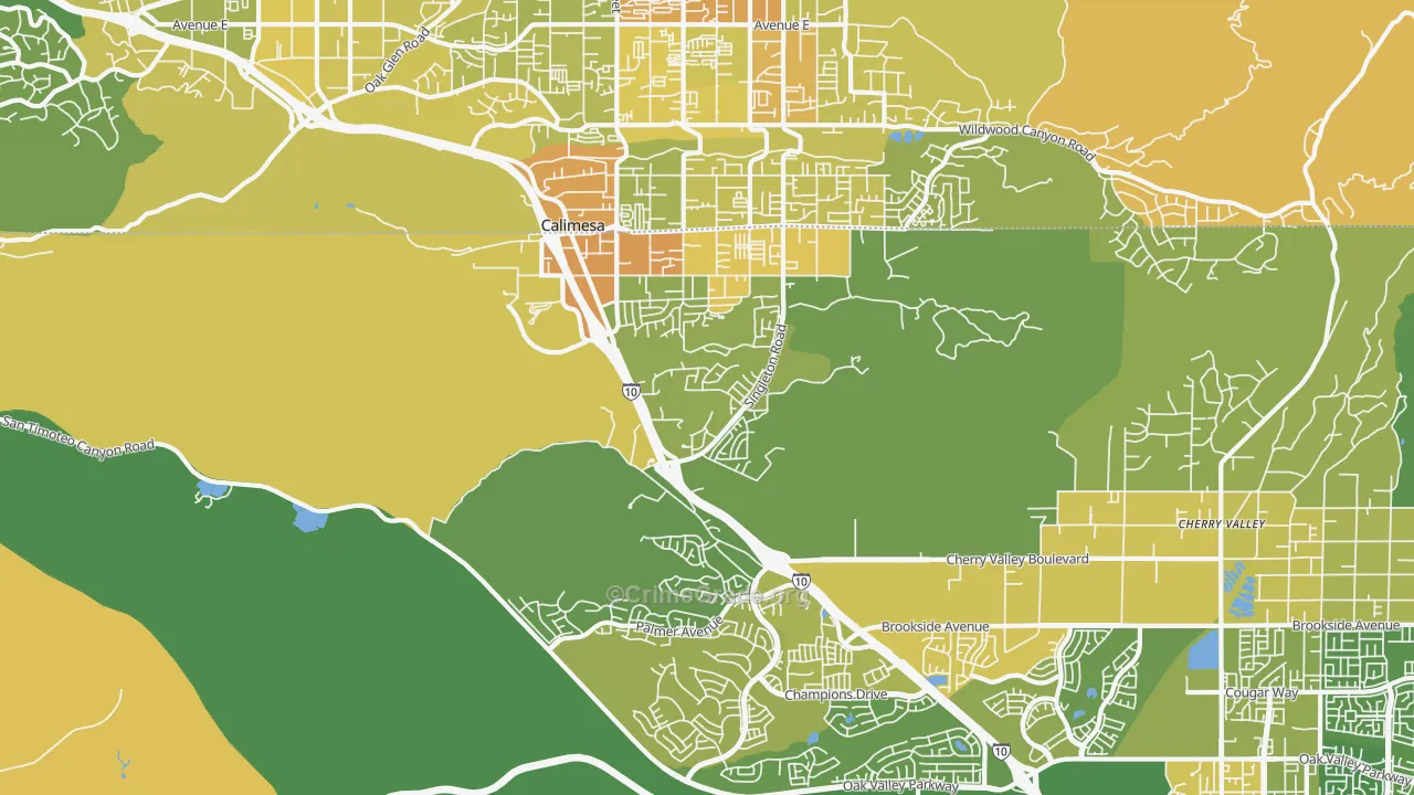 Calimesa, CA Map of Murder Rates