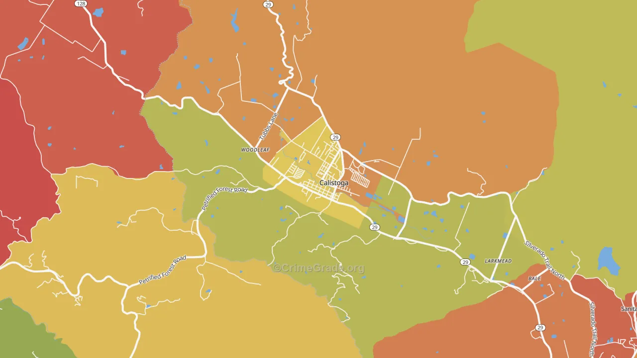 Calistoga, CA Map of Murder Rates