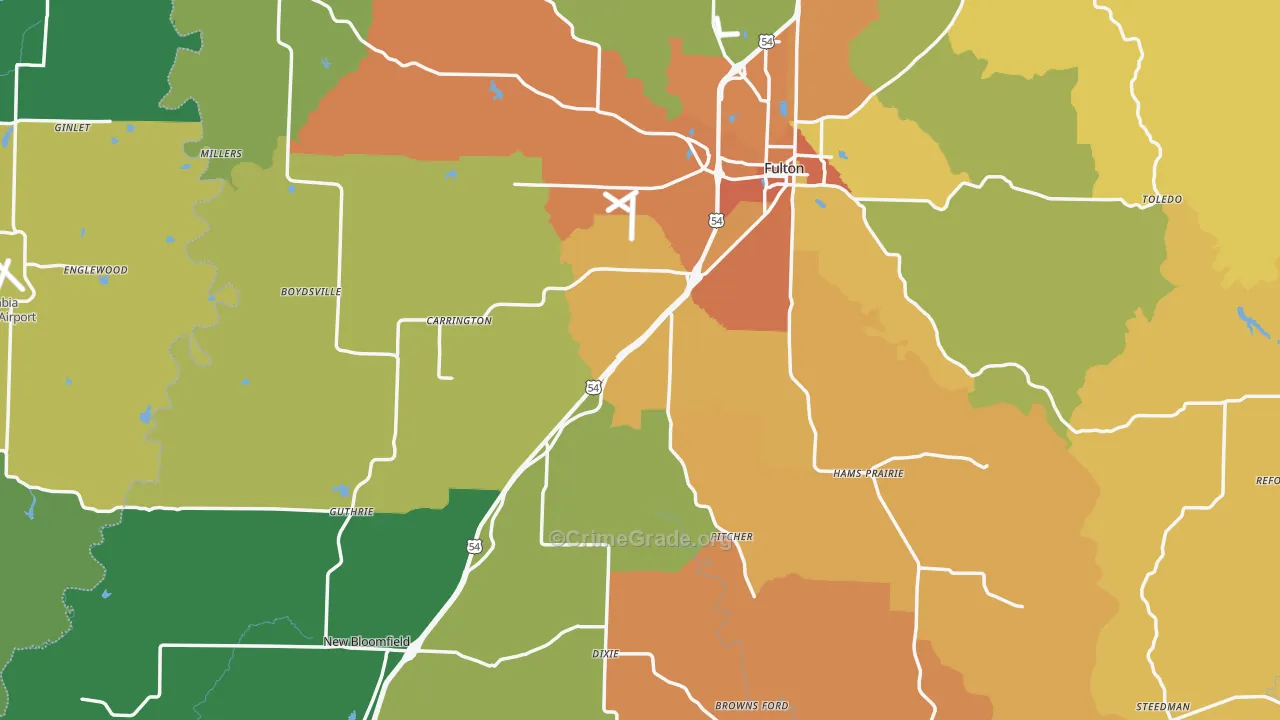 Callaway County, MO Map of Murder Rates