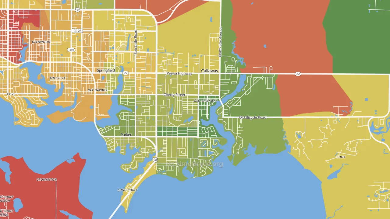 Callaway, FL Map of Murder Rates