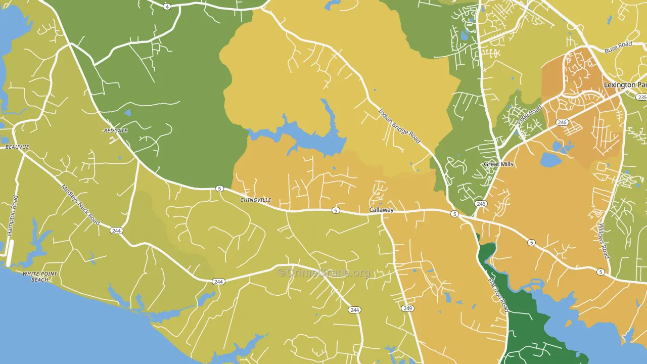 Callaway, MD Map of Murder Rates