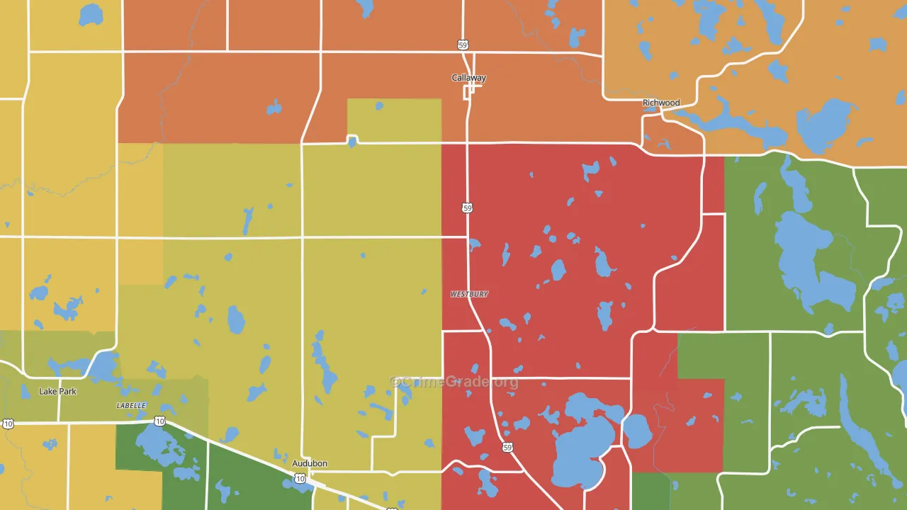Callaway, MN Map of Murder Rates