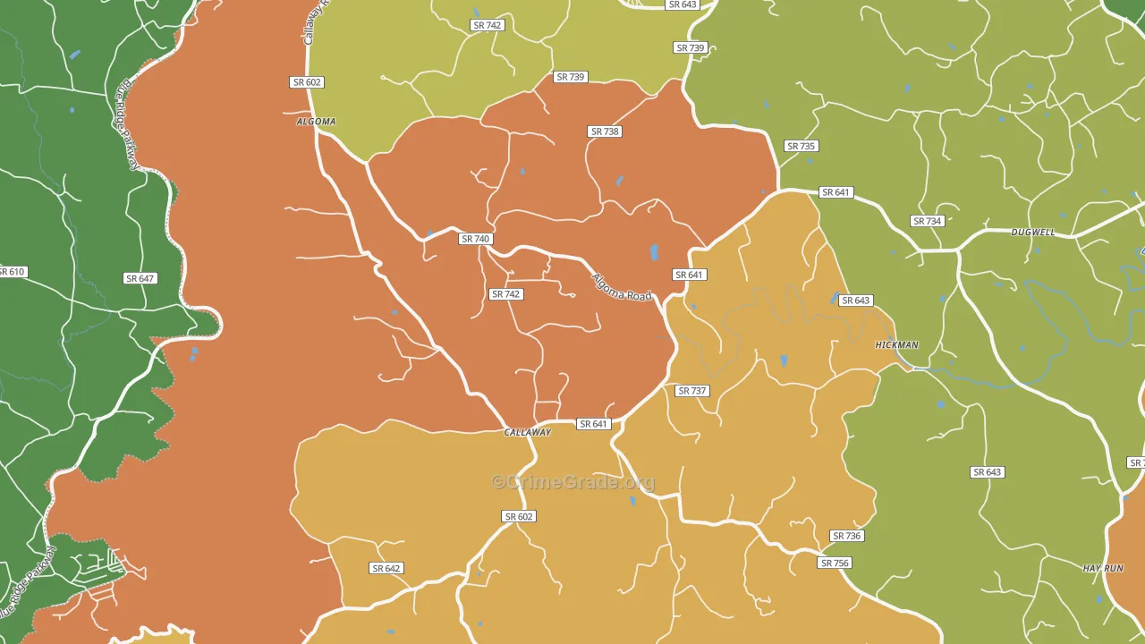 Callaway, VA Map of Murder Rates