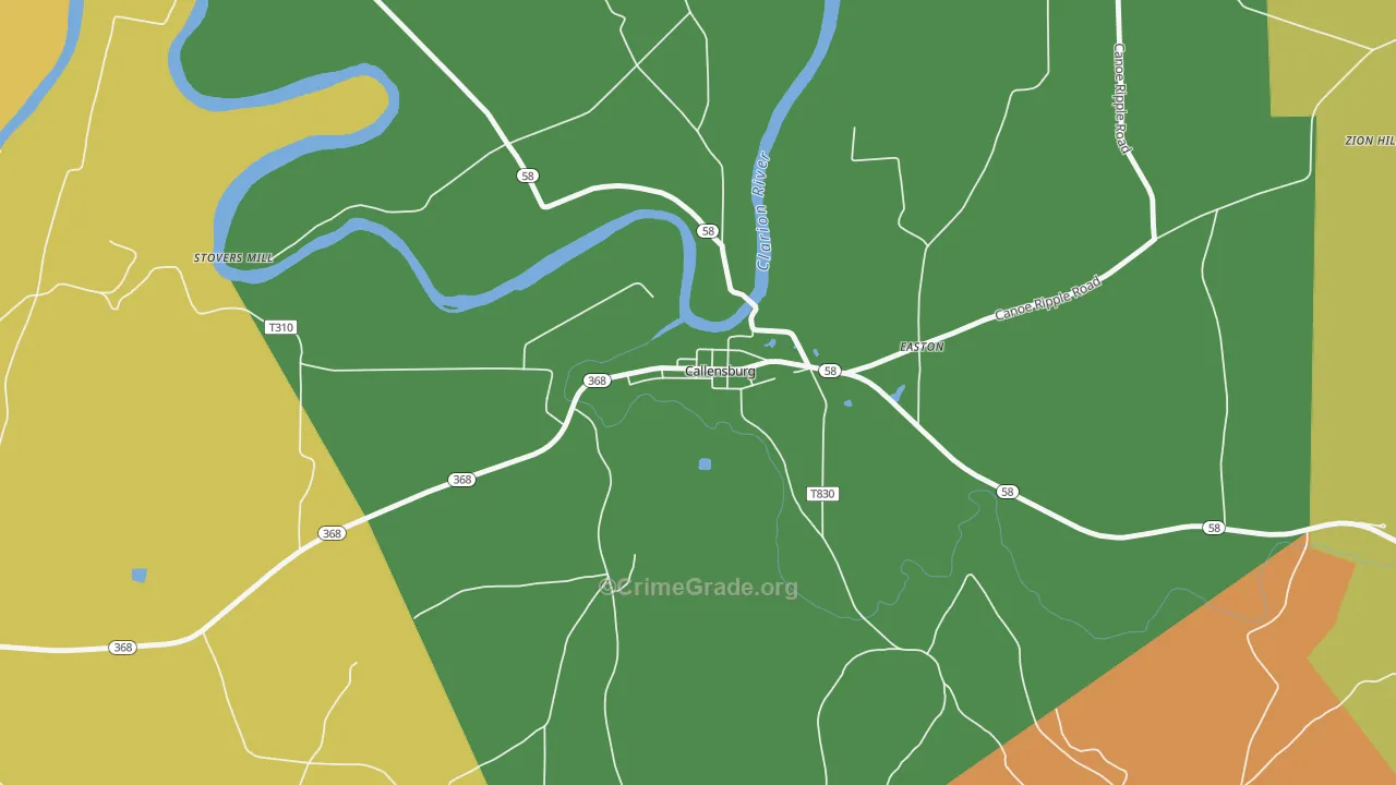 Callensburg, PA Map of Murder Rates