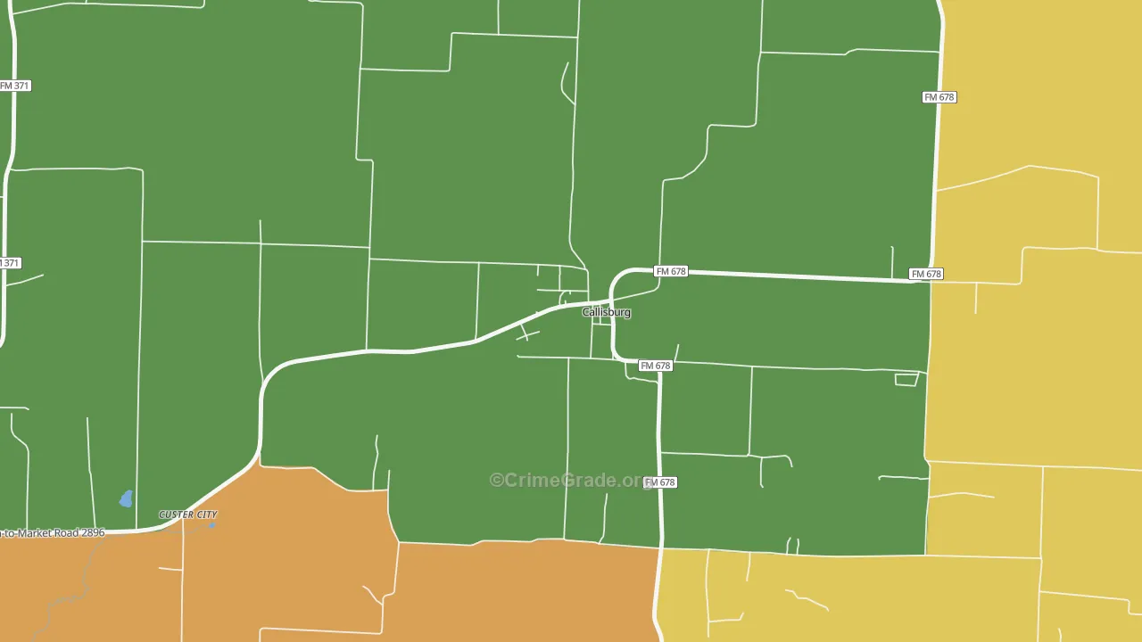 Callisburg, TX Map of Murder Rates