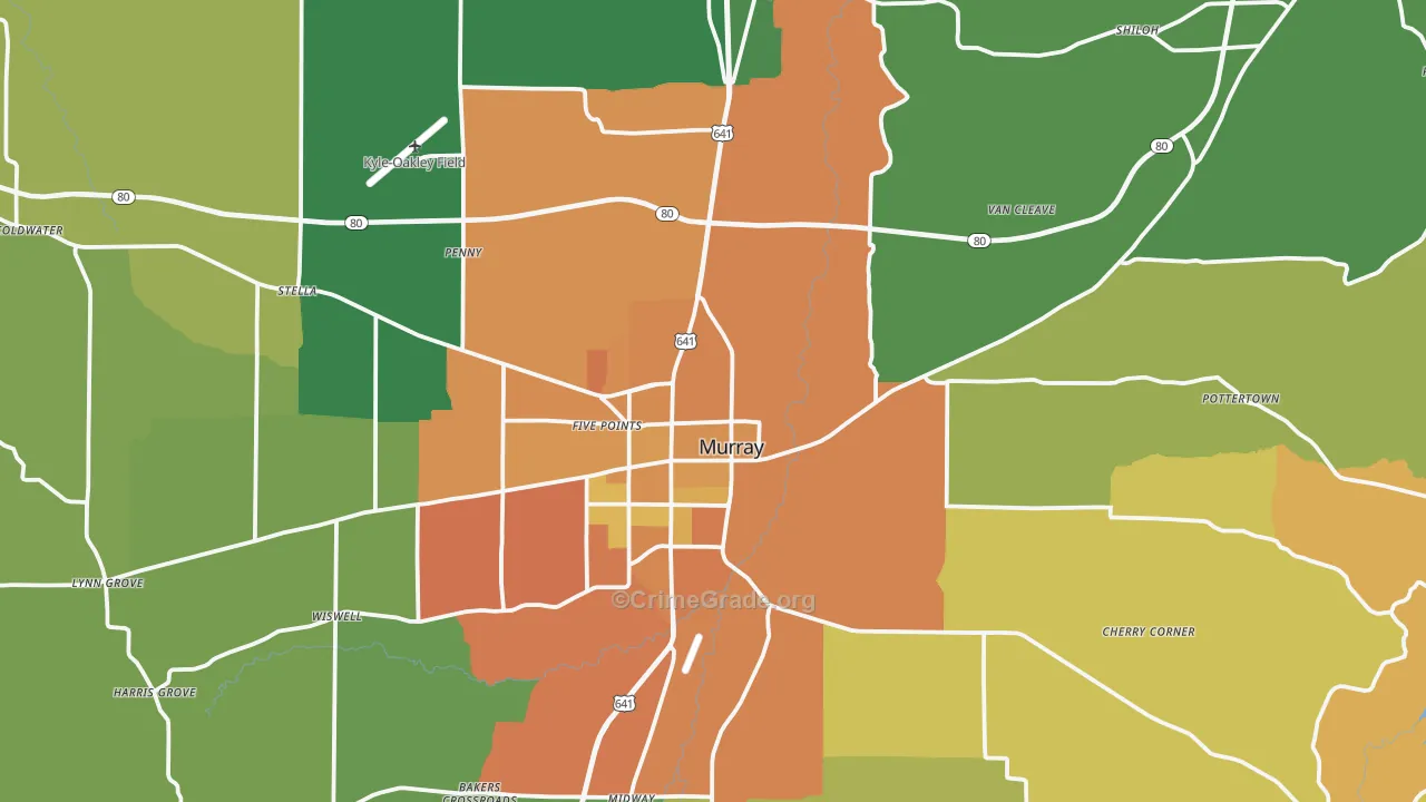 Calloway County, KY Map of Murder Rates