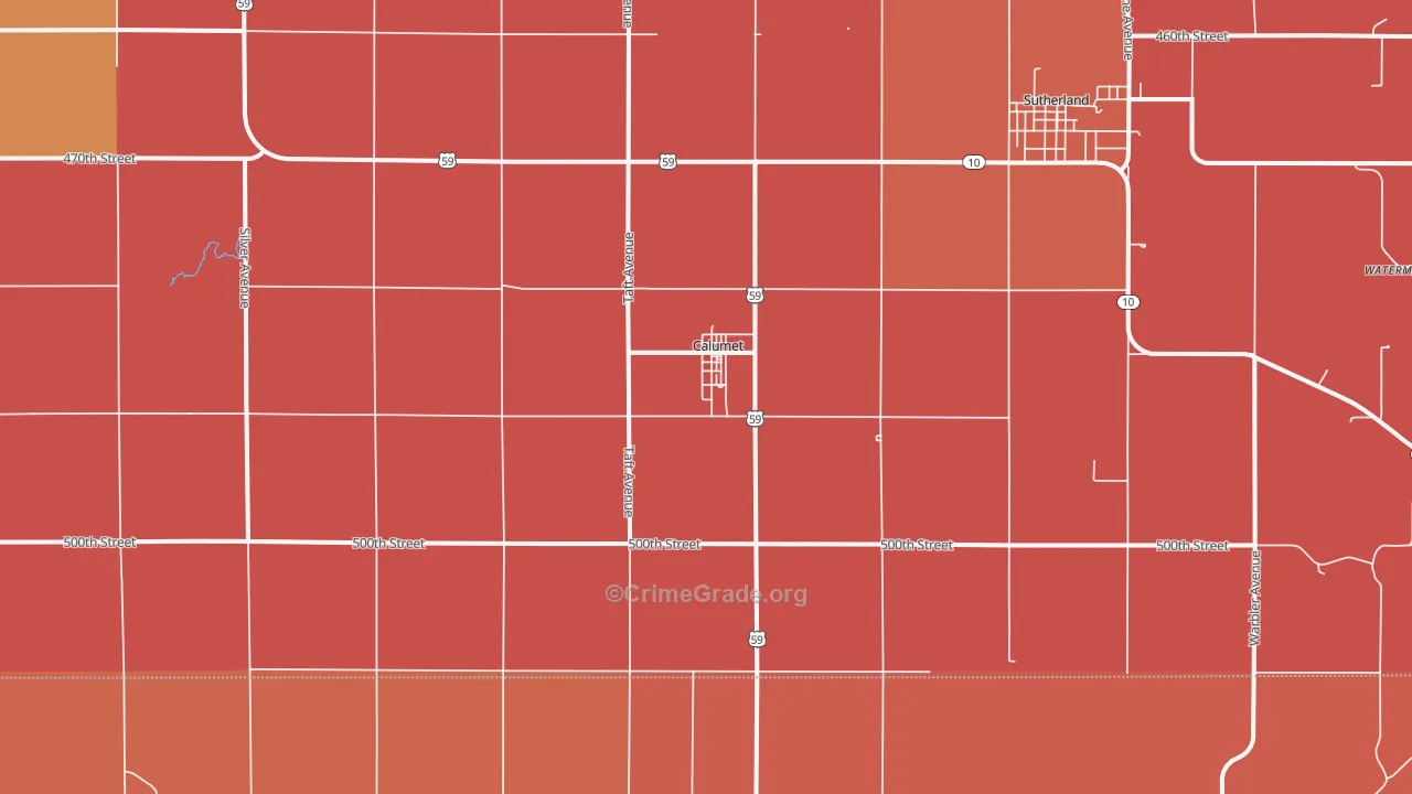 Calumet, IA Map of Murder Rates
