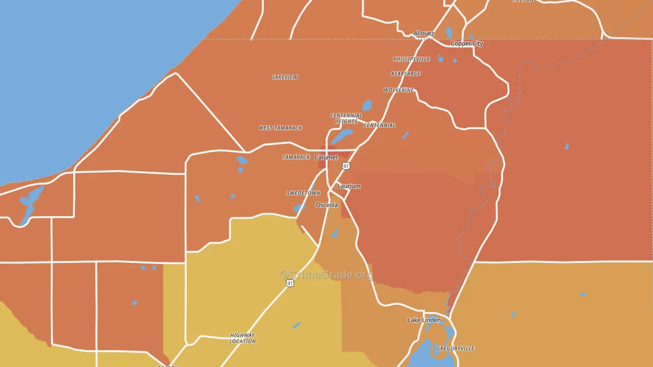 Calumet, MI Map of Murder Rates